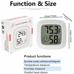 Mini indoor electronic thermometer hygrometer, home office magnetic adhesive liquid crystal temperature and humidity meter