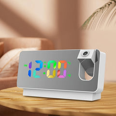 Mirror Alarm Clock with Colorful LED Digital Projection - Ideal for Home, Kitchen, Bedroom