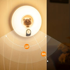 800mAh Donut-Shaped Cat Night Light with Desktop Stand - Magnetic Hallway Room Motion Sensor Light with Dual Light and Motion Sensors