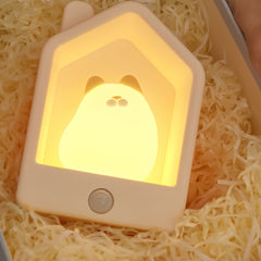 Lámpara de mesa con sensor corporal de 1200 mAh, luz nocturna con forma de conejito o gatito, luz con sensor multifuncional para armario.