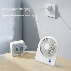 2,000mAh Portable Battery-Powered Fan with Digital Display, USB Rechargeable, Compact Mini Desk Fan for Indoor, Outdoor, Car Use, Cooling Fan