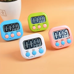 1pc Digital Kitchen Timer for Baking and Cooking - Dual Display, AAA Battery Powered, Multi-Functional Stopwatch with Start/Stop Button, Alarm Clock, and Counter - Pink/White/Green/Red/Blue Options, Baking Essentials|Modern Kitchen Accessory|Compact Desig