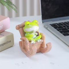Cute Frog Phone Stand - Small Desktop Figurine for Office Desk - Stress Relief & Mood-Boosting Decoration - Birthday Gift & Phone Holder - Wholesale Bulk Supply