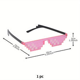 1pc Pink Pixel Mosaic Party Glasses - Fun Anime-Inspired Photo Prop, Durable Plastic, Ideal for Graduations, Celebrations & General Parties, Festive Accessories|Anime Style Glasses|Durable Plastic Frames for Halloween,Christmas Event & Party Supplies