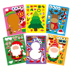 12 Sheets Christmas Stickers Christmas Party Games Stickers Make Your Own Christmas Stickers, Christmas Sticker Sheet Activities Craft Kits,Christmas Activities Sticker