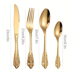 Palace-Style Stainless Steel Flatware Set Gift Box,Knife Spoon And Fork Cutlery Set,