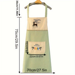 Delantal de cocina con forro doble, impermeable y resistente al aceite: ideal para cocinar, tareas domésticas, mantenimiento y jardinería.