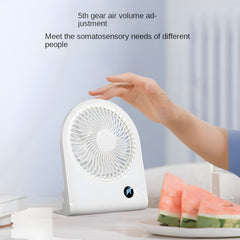 2,000mAh Portable Battery-Powered Fan with Digital Display, USB Rechargeable, Compact Mini Desk Fan for Indoor, Outdoor, Car Use, Cooling Fan