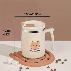 Taza de viaje de acero inoxidable con aislamiento de doble pared de 500 ml/17 oz, con pajita y tapa de acero inoxidable.