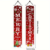 2D Door Banner 1 Pair Merry Christmas Polyester Banners - Patriotic Theme, No Electricity Needed, for Entryway, Room, Garden, Tailgating, Confirmation - Indoor/Outdoor Porch & Door Decor