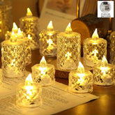 1pc Battery- Powered Crystal Flameless Candle Lights For Weddings, Parties, And Home Decor - LED Electronic Ambient Lights With Soothing Glow, Flameless Tea Candle Light, Marriage Proposals, Christmas, Valentine' S Day Decorations Candle Light Lamp