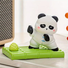 Cartoon Panda Figurine Phone Stand - ABS Material Desktop Decoration & Phone Accessory