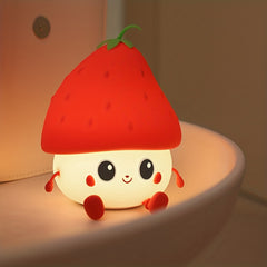 1200mAh Adorable Strawberry Mini Night Light - DIY Desk & Reading Lamp; Ambient Lighting; Creative Bedroom & Study Table Decor Toy