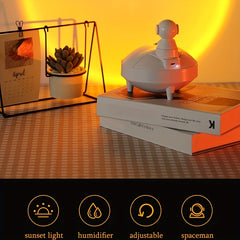 The Ultimate 290ML Portable Cool Mist Humidifier with Sunset Lamp and Astronaut Design