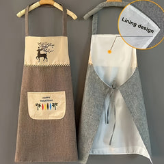 Delantal de cocina con forro doble, impermeable y resistente al aceite: ideal para cocinar, tareas domésticas, mantenimiento y jardinería.