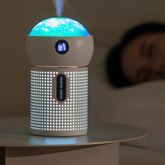 2000mAh Portable Cordless Ultrasonic Cool Mist Air Humidifier - 3-in-1 Projector, Night Light, and Humidifier - Silent for Indoor, Car, Office Use - USB Aromatherapy Essential Oil Diffuser