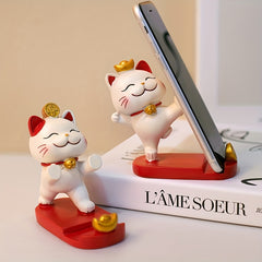 Cute Cartoon Cat Phone & Tablet Stand - Desktop Decorative Holder for Office Desk - Creative Multi-Device Stand