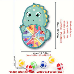 1pc Youngsters' Sticky Ball Target Board with 6 Balls & Hook - Cartoon Animal Game Featuring Fox, Elephant, Dinosaur - Ideal for Birthday Parties & Youngsters' Event Games, Indoor Fabric Playset, Educational Puzzle Activity, Youngsters'S Party Games|Carto