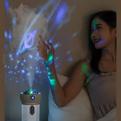 2000mAh Portable Cordless Ultrasonic Cool Mist Air Humidifier - 3-in-1 Projector, Night Light, and Humidifier - Silent for Indoor, Car, Office Use - USB Aromatherapy Essential Oil Diffuser