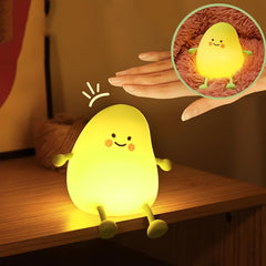 Green Mango Night Light, Cute Silicone Mango Lamp, Rechargeable Room Decor, Touch Control NightLight Squishy Night Lamp for Bedroom, Kawaii Bedside Lamp for Living Room