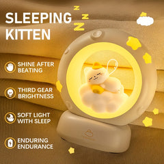 Sleeping Cat Lamp, Cute Patting Lamp, Touch Control, 3-Level Dimmer Desk Lamp, Adjustable Soft Light Brightness, Bedroom Nightlight, Room Decorative Lamp, Birthday and Festival Gift, Ideal Indoor Companion Sleeping Lamp for Bedrooms and Living Rooms, Deco