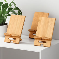 Natural Style Portable Bamboo Phone Stand - Detachable Desktop Holder - Minimalist & Rustic Design for Home Office, School & Workspace Organization - Stylish Desk Accessory - Perfect Thanksgiving & Christmas Gift - Wholesale Bulk Supply