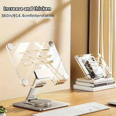 High Transparency Acrylic Tablet Desktop Stand - Multi-Functional 360° Rotatable & Foldable Holder - Adjustable Phone & Tablet Reading Stand - Compatible with 4.7–12.9 Inch Devices - Wholesale Bulk Supply