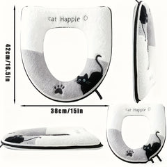 Warm Plush Toilet Seat Cover with Zippered Case - Thickened Warm Bathroom Mat, Suitable for Home and Office Use, Washable Comfortable Toilet Lid