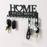 Chic Black Metal Key Holder - Wall-Mounted Storage Rack with Decorative Hooks for Coats, Hats & More - Rust-Resistant Organizer for Entryway or Hallway