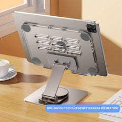 Heavy-Duty Metal Base 360° Rotating Desktop Tablet Stand - Creative Acrylic Panel Universal Holder for Smartphones & Tablets - Silver Metal Base - Wholesale Bulk Supply