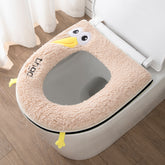 1pc Winter Cozy Toilet Cover with Zipper & Cartoon Handle - Plush Velvet Cushioned Toilet Gasket, Universal Washable Toilet Protector for Chilly Weather, Bathroom Safety Additions Universal Fit for Household Use
