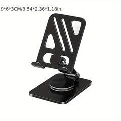 360° Rotating Carbon Steel Phone Stand - Portable Foldable Desktop Metal Holder - Adjustable Phone Holder
