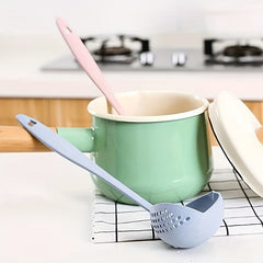 1pc High-Quality 2-in-1 Soup & Strainer Spoon - Long Handle, Wheat Straw Plastic, Perfect for Hot Pot & Soups, Food-Safe Kitchen Utensil, Soup Spoon
