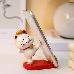 Cute Cartoon Cat Phone & Tablet Stand - Desktop Decorative Holder for Office Desk - Creative Multi-Device Stand