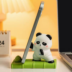 Cartoon Panda Figurine Phone Stand - ABS Material Desktop Decoration & Phone Accessory