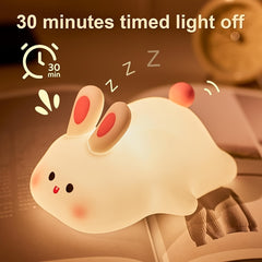 1pc Big Face Rabbit Silicone Night Light Smart Rabbit Patting Light USB Rechargeable Room Desktop Decoration Atmosphere Light with Three Levels Of Brightness, Soft Light, 30 Minute Sleep Companion, Classmates And Friends, Rabbit Light Gift