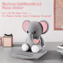 Cute Elephant Phone Stand - Multi-Functional Mini Holder with Adjustable Viewing Angle - Desktop Smartphone Stand