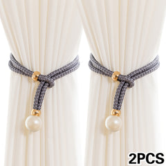 2pcs Luxury French Curtain Tiebacks with Artificial Pearl Decoration, Convenient Hanging Tieback Decorative Curtain Fixer, Suitable for Home Bedroom Office Decorative Curtain Tiebacks