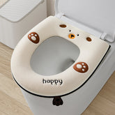 Thickened Toilet Seat Cushion Cover with Zipper Closure - Soft Plush Bear Paw Print Design, Machine Washable Bathroom Seat Cover for Comfort & Style