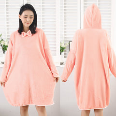 Spring, autumn and winter bathrobes, women's household absorbent quick-drying hooded bath towels, soft and comfortable home clothes