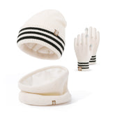 Conjunto de tres piezas de gorro, guantes y bufanda para niños de invierno, gorro cálido para bebés de talla mediana y pequeña, guantes para niños y mujeres.