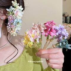 Spring new fabric flower hairpin elegant and exquisite temperament niche idyllic hairpin light luxury high-end hairpin