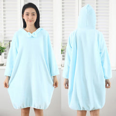Spring, autumn and winter bathrobes, women's household absorbent quick-drying hooded bath towels, soft and comfortable home clothes