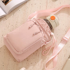 Outside travel cup cover with mobile phone bag, leisure sports water cup bag. Leisure water cup messenger bag
