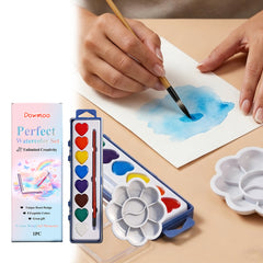 Heart-shaped watercolor paint set DIY drawing can mix colors with brushes Small watercolor paint