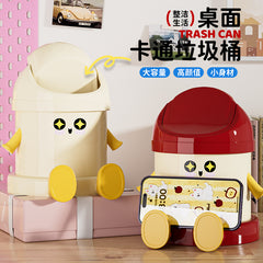 Desktop trash can, home office bedroom dormitory small covered storage bucket