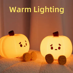Luz de noche de calabaza de dibujos animados de Halloween, luz de silicona suave con temporizador de apagado, luz para dormir, decoración de escritorio para habitación de niños