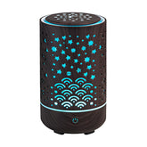 230ML Wood Grain Star and Moon Cup Ultrasonic Cool Mist Air Aromatherapy Diffuser - Silent for Indoor, Car, Office Use - USB Humidifier Essential Oil Diffuser with Ambient Night Light