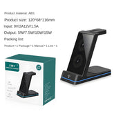 3-in-1 Foldable Desktop Vertical Wireless Charger Phone Stand, Simultaneous Wireless Charging for Phones