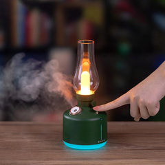 Desktop Retro Lamp Air Humidifier USB Rechargeable Wireless Aroma Diffuser Rechargeable Essential Oil 7Color Lights Cool Mist